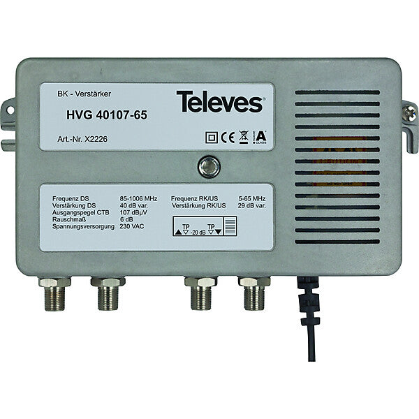 Televes BK-Verstärker Guß 40dB 5-1006MHz RK 28dB HVG40107-65